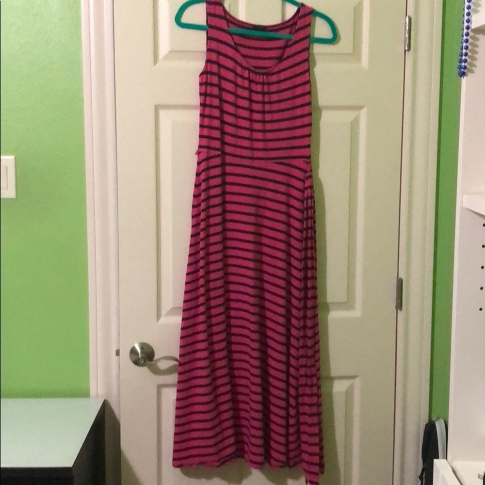 Pink and Black Striped Maxi Dress